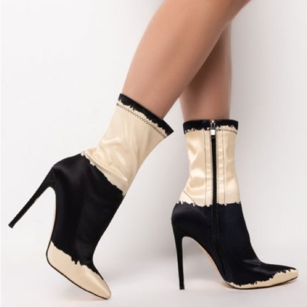 Chic Two-Tone Stiletto Ankle Boots